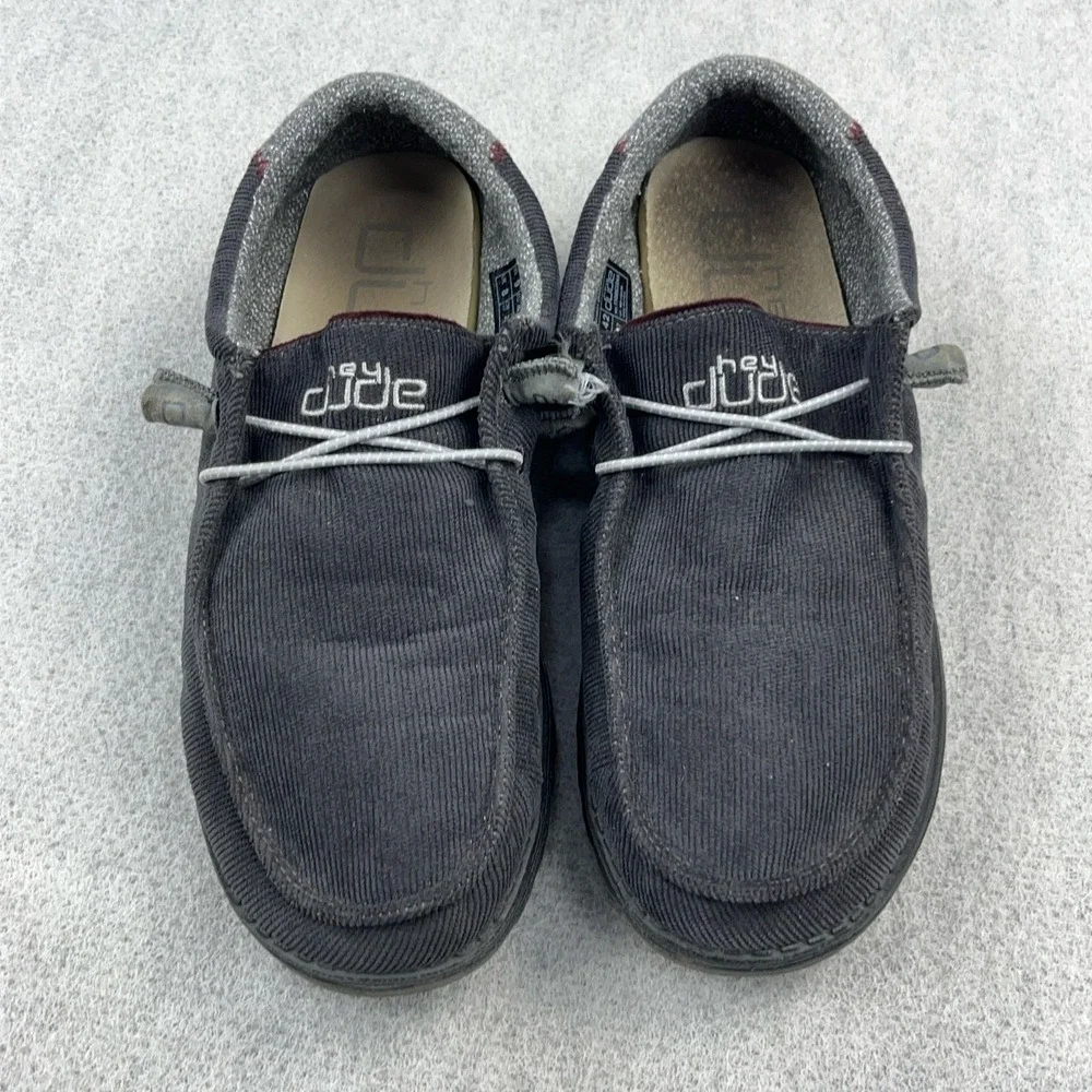 Hey Dude Wally Corduroy Shadow Gray Mens Size 9 Slip On Casual Comfort Shoes